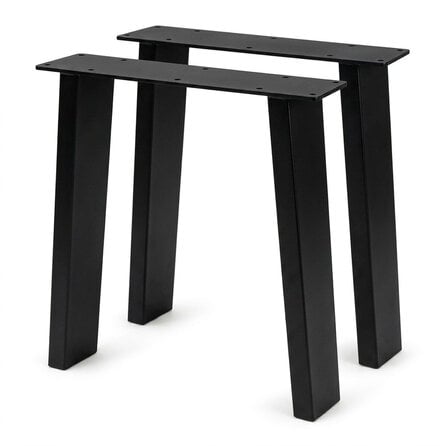 Schräge Metall-Tischbeine schwarz - 2er-Set - Profil 4x10 cm - 76 cm breit - 72 cm hoch - Esstischbeine aus pulverbeschichtetem Stahl, RAL 9005