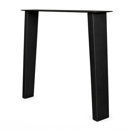 Schräge Metall-Tischbeine schwarz - 2er-Set - Profil 4x10 cm - 76 cm breit - 72 cm hoch - Esstischbeine aus pulverbeschichtetem Stahl, RAL 9005