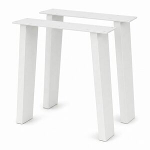 Schräge Metall-Tischbeine weiß - 2er-Set - 4x10 cm - 76 cm breit - 72 cm hoch
