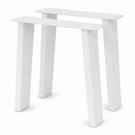 Schräge Metall-Tischbeine weiß - 2er-Set - Profil 4x10 cm - 76 cm breit - 72 cm hoch - Esstischbeine aus pulverbeschichtetem Stahl, RAL 9016