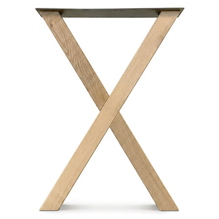 Eichen-Hochtischbeine in X-Form - 2er-Set - 8x8 cm - 71 cm breit - 100 cm hoch - Bartisch-/Stehtisch-Beine aus Eichenholz, rustikal (B/C)