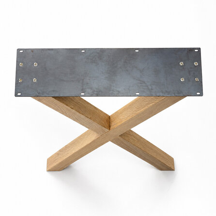 Eichen-Hochtischbeine in X-Form - 2er-Set - 8x8 cm - 71 cm breit - 100 cm hoch - Bartisch-/Stehtisch-Beine aus Eichenholz, rustikal (B/C)
