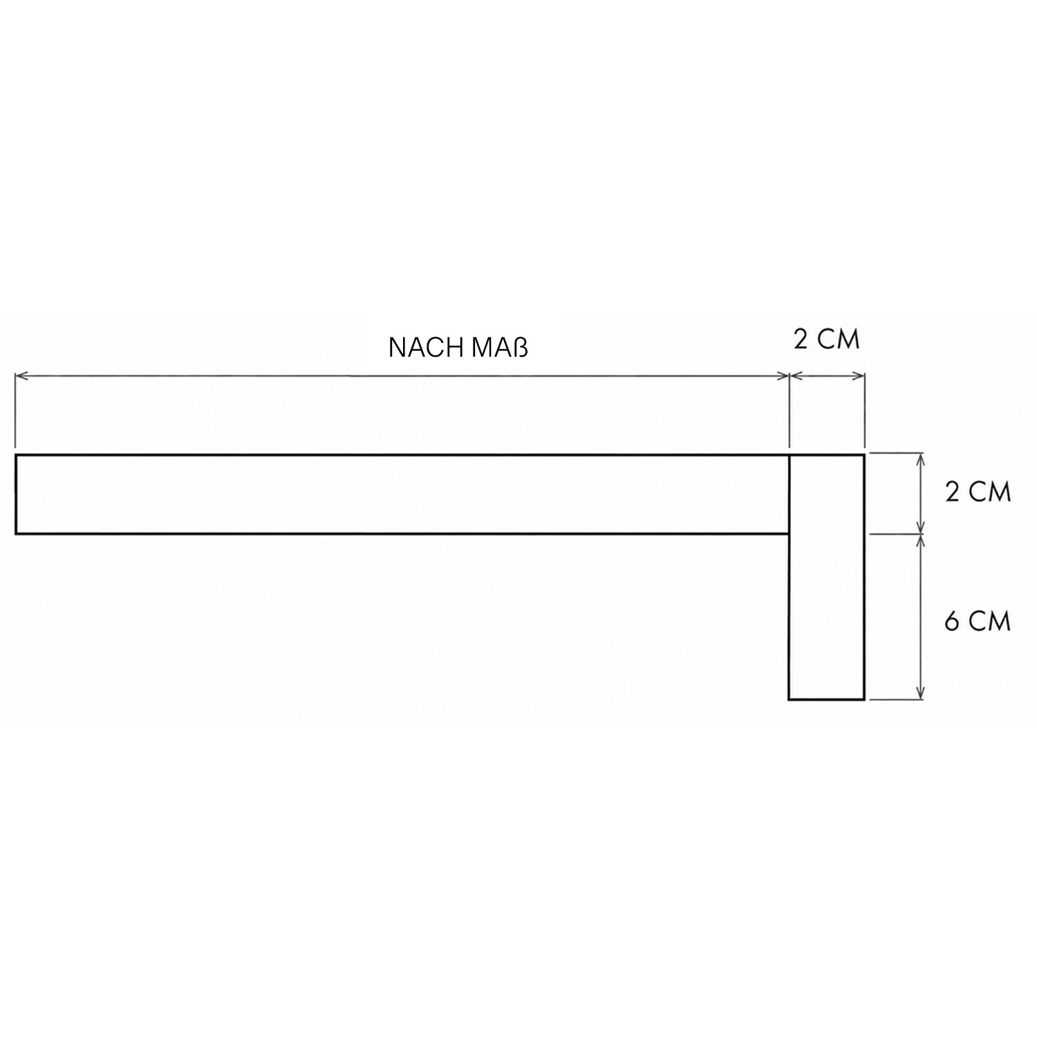 Überstand: 2 cm tief und 6 cm hoch