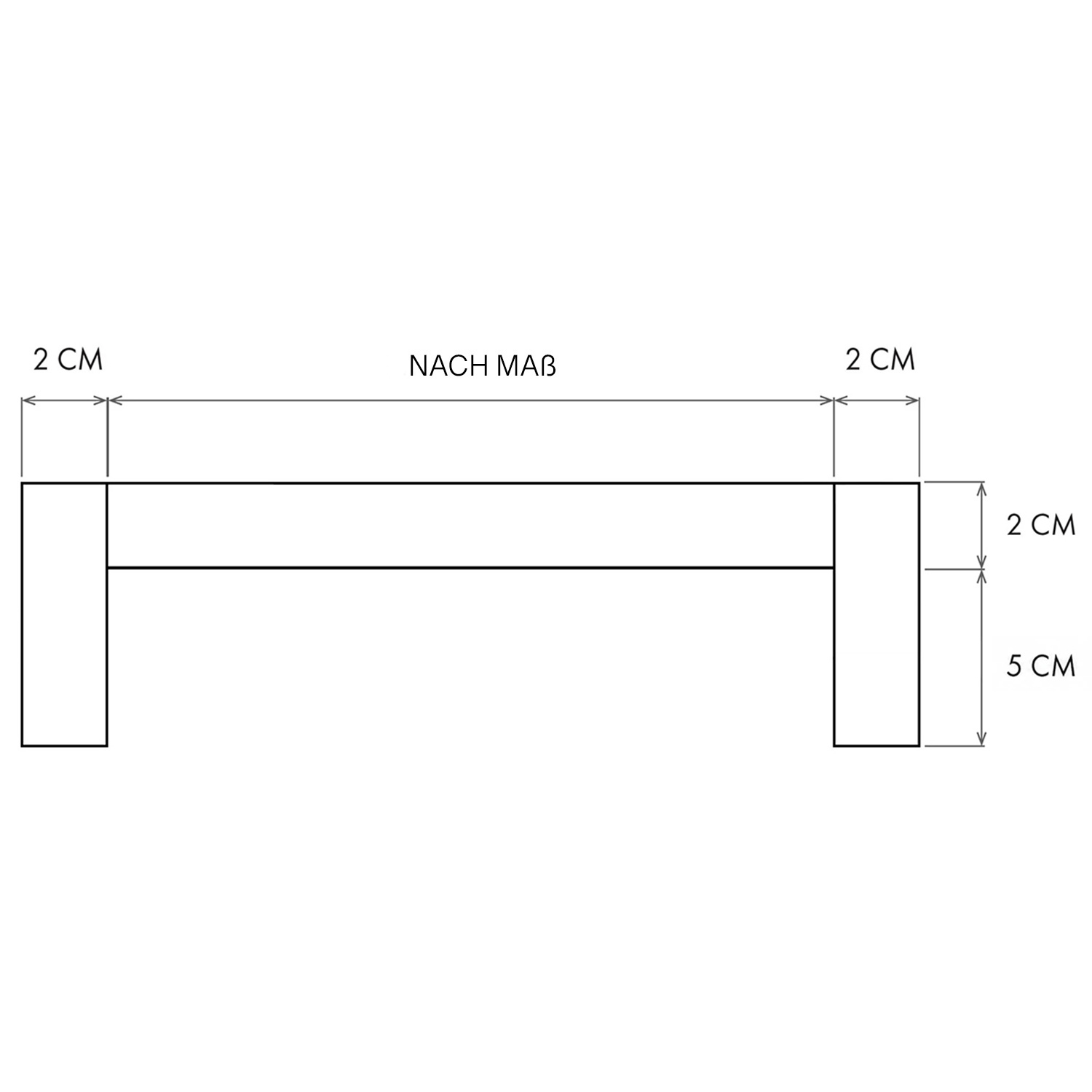 Überstand: 2 cm tief und 5 cm hoch (beidseitig)
