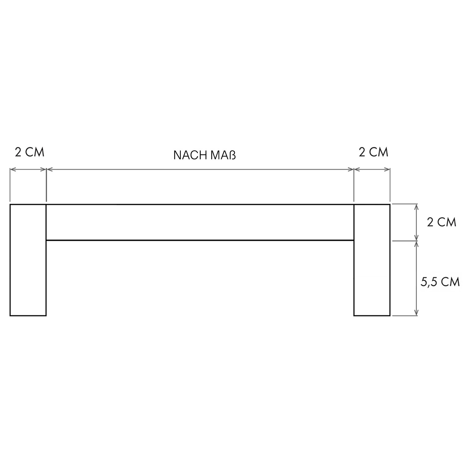 Überstand: 2 cm tief und 5,5 cm hoch (beidseitig)