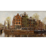 smallmasterpiece Amsterdam, Prinsengracht by Frits Goosen, oil on panel, 18x30 cm, framed 29x41 cm,, signed lower right
