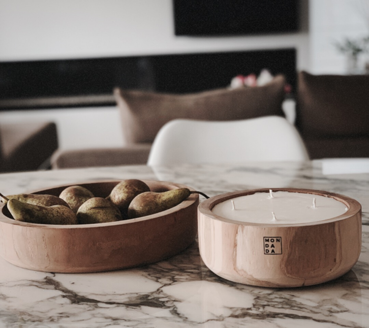 wood bowl candle + bowl Mon Dada