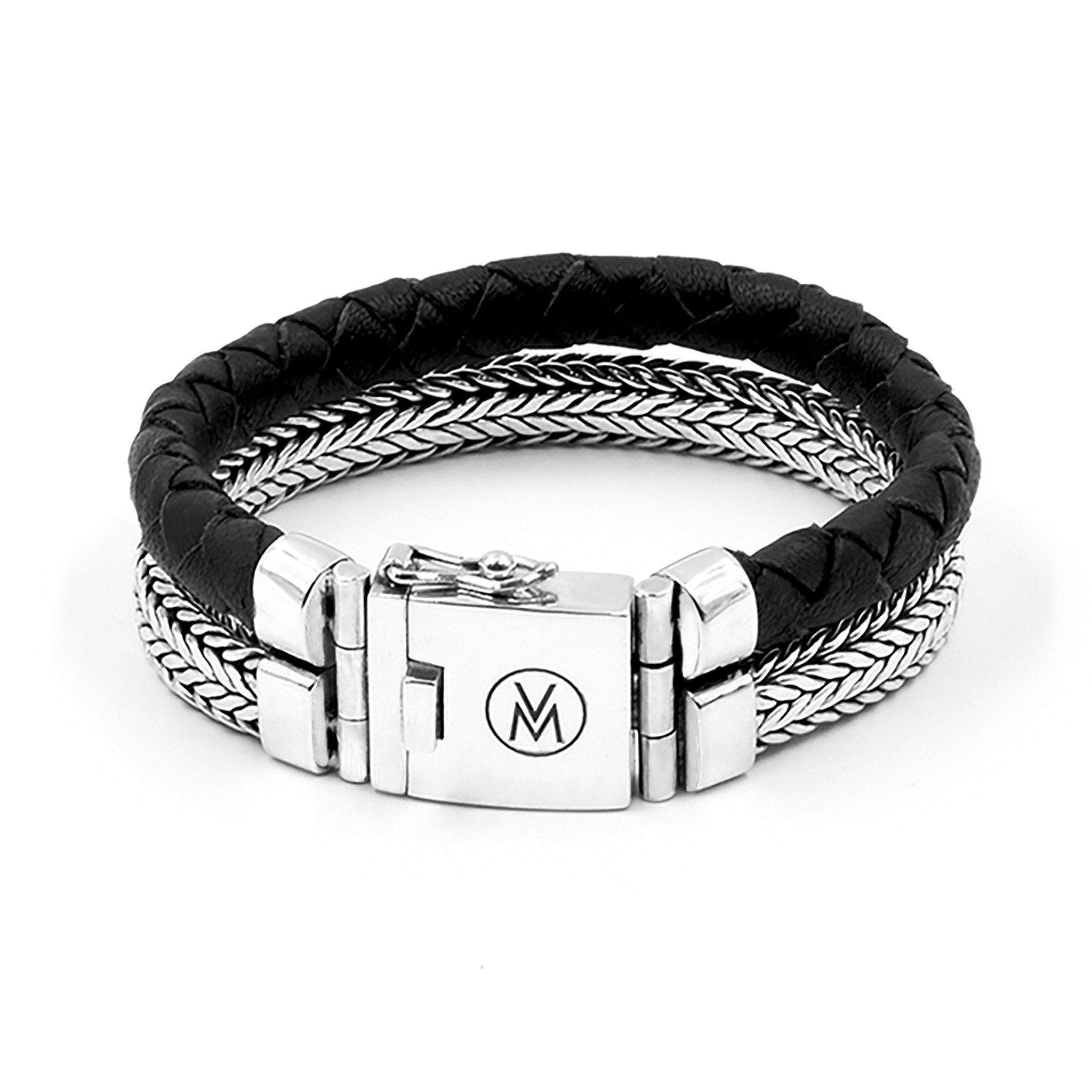 van-mispelaar-herenarmband zilver met leer-902