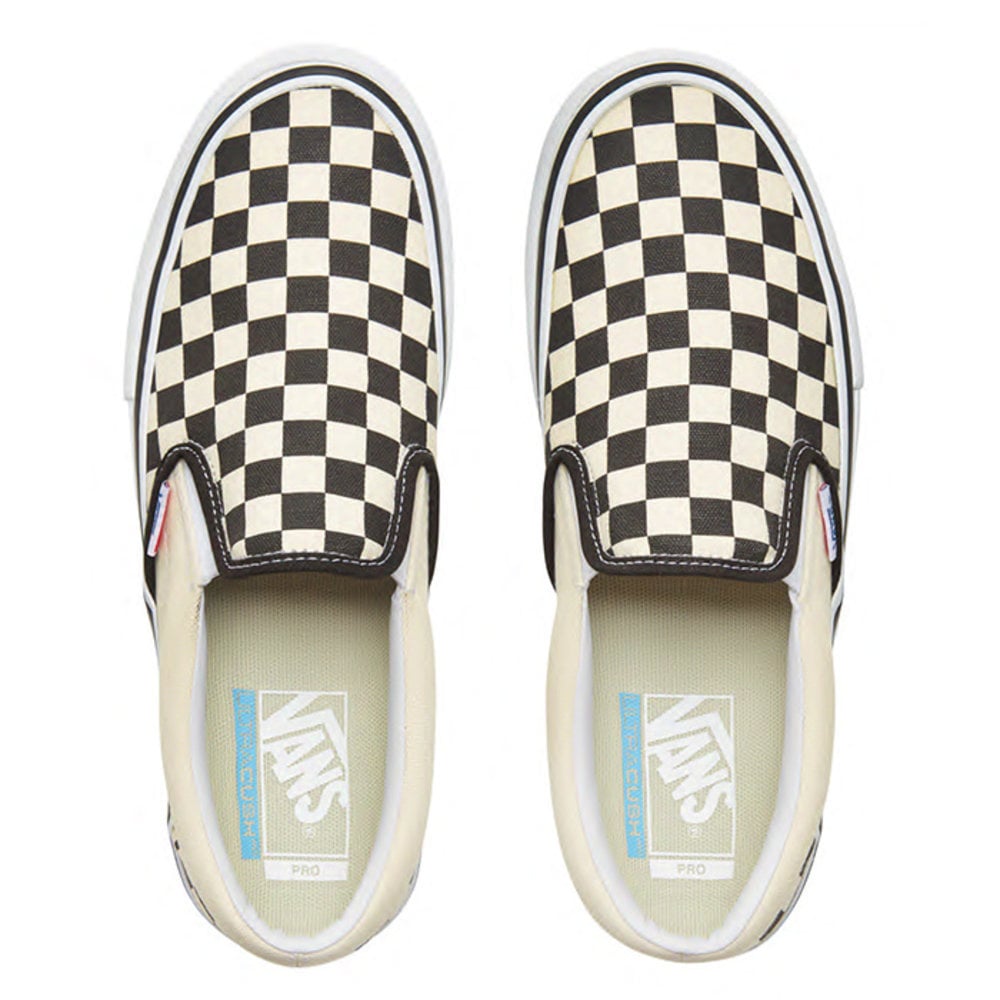 vans slip on pro checkerboard black white