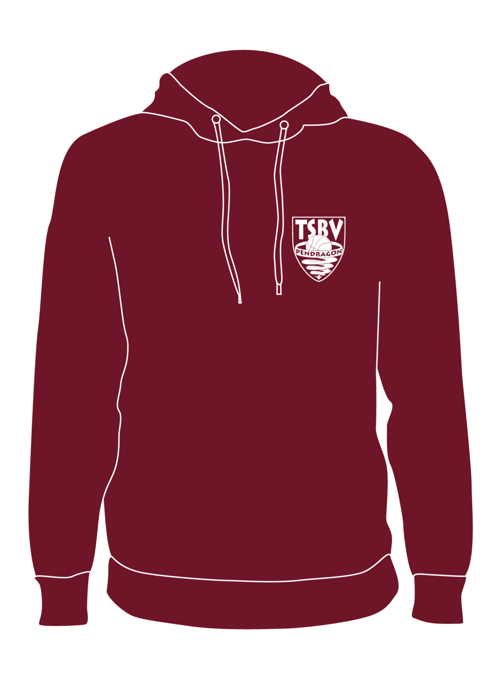 Burned Teamwear T.S.B.V. Pendragon Hoodie Logo Klein ordeaux