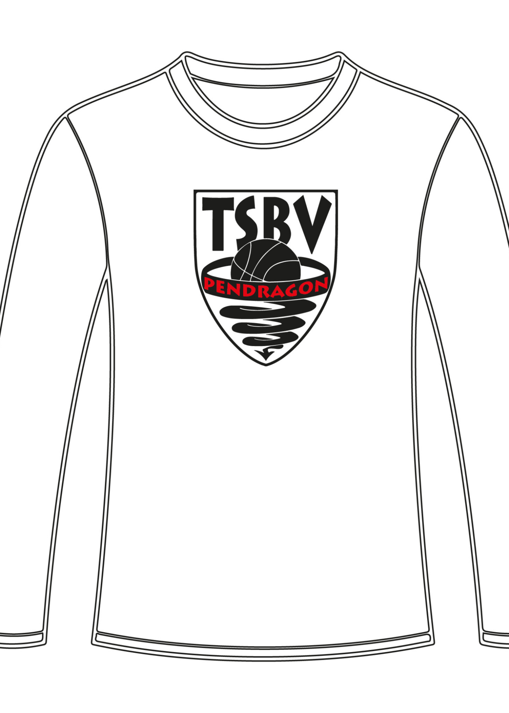 Burned Teamwear T.S.B.V. Pendragon Longsleeve logo Groot Rood Wit