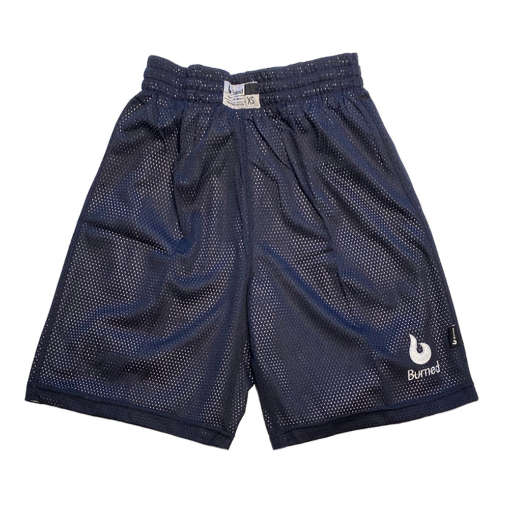 Burned Big Hole Mesh Short Double Sided Dark Blue White