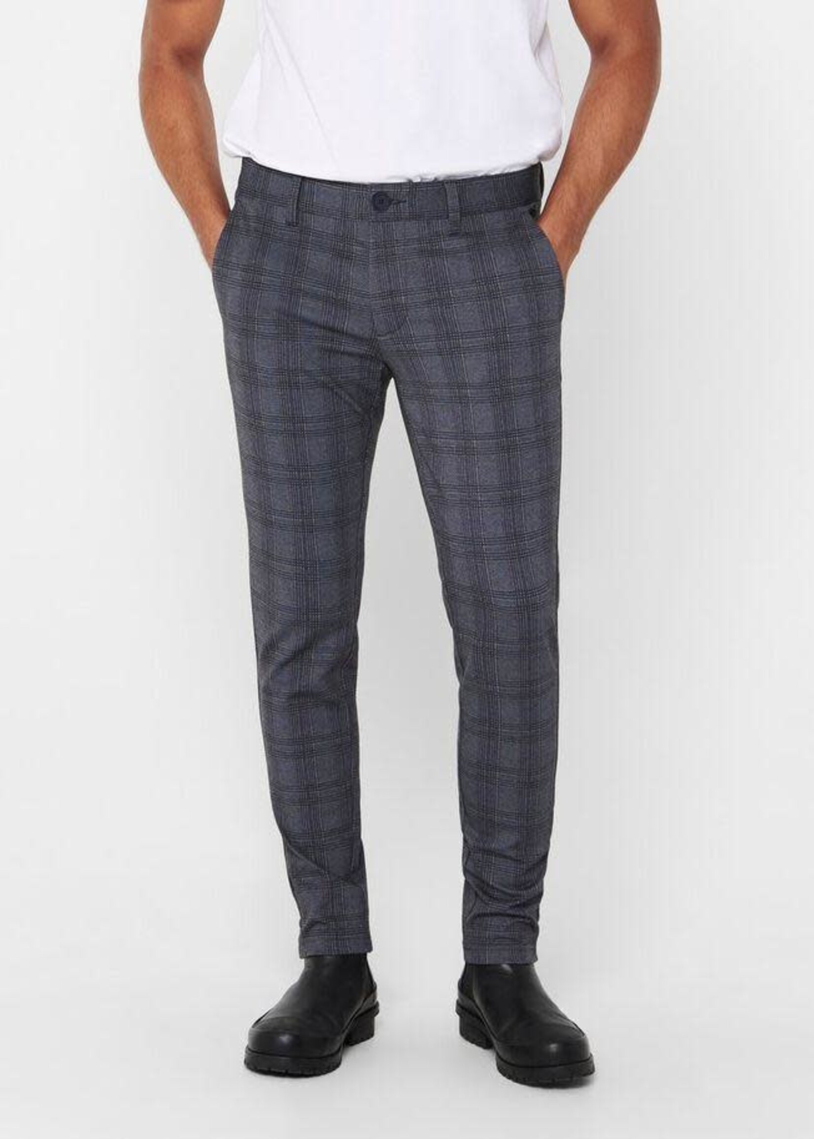 Only & Sons Only & Sons Onsmark Kamp Tap pants Grey Chequered