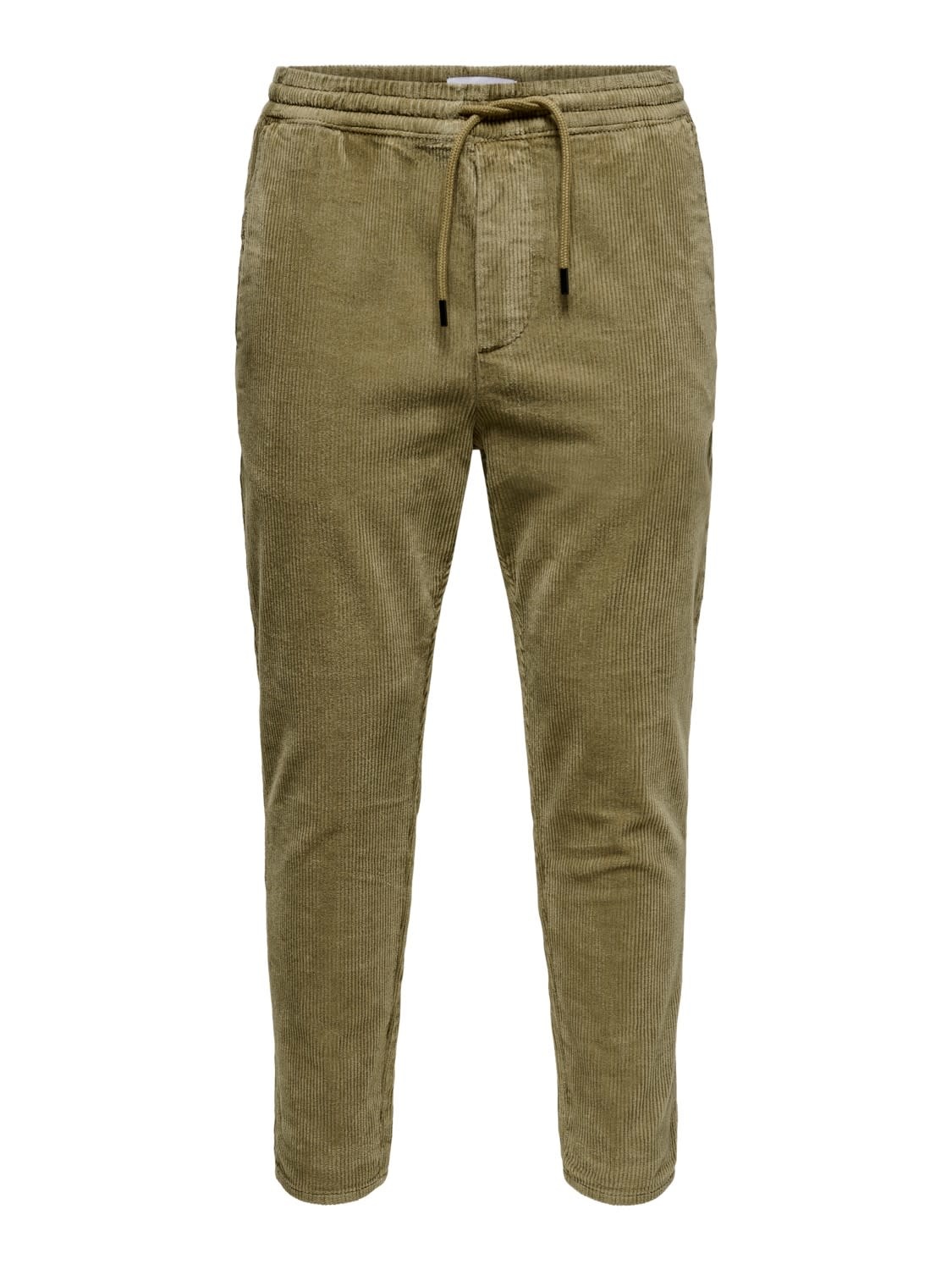 Only & Sons Only & Sons Cropped Cord Broek Bruin