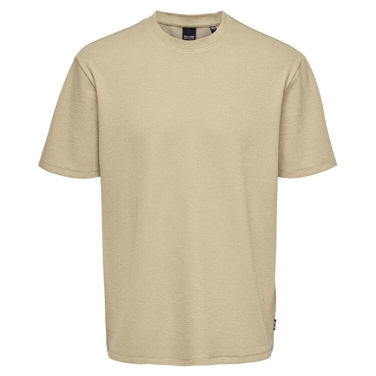 Only & Sons Only & Sons Seersucker T-shirt Beige