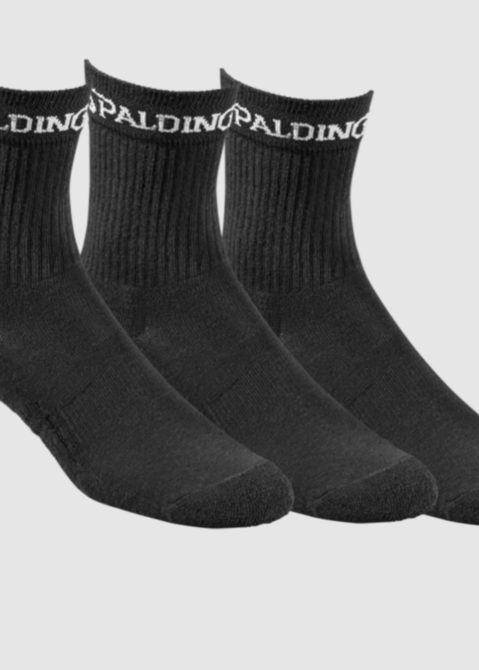 Spalding Lot de 3 paires de chaussettes mi-hautes noires