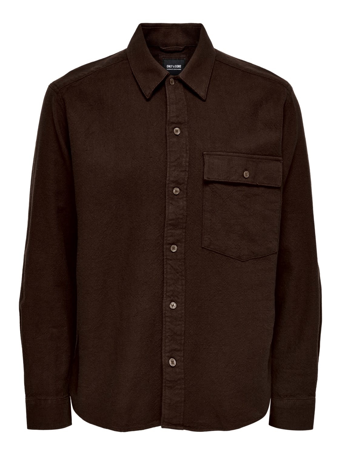 Only & Sons Tom Life Rlx Slub Solid Shirt Shaved Chocolate