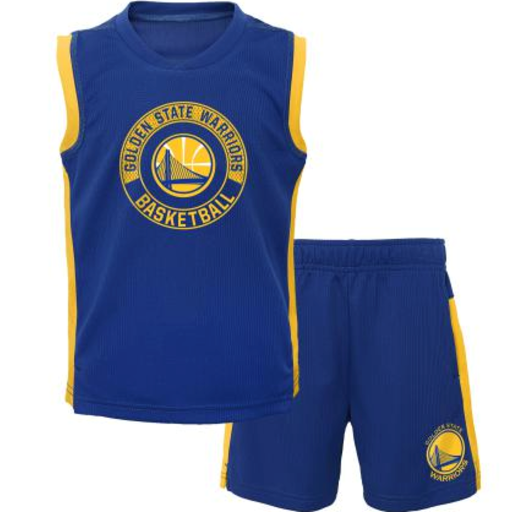 Outerstuff Golden State Warriors Kids Jersey Short Set Blue - Burned Sports