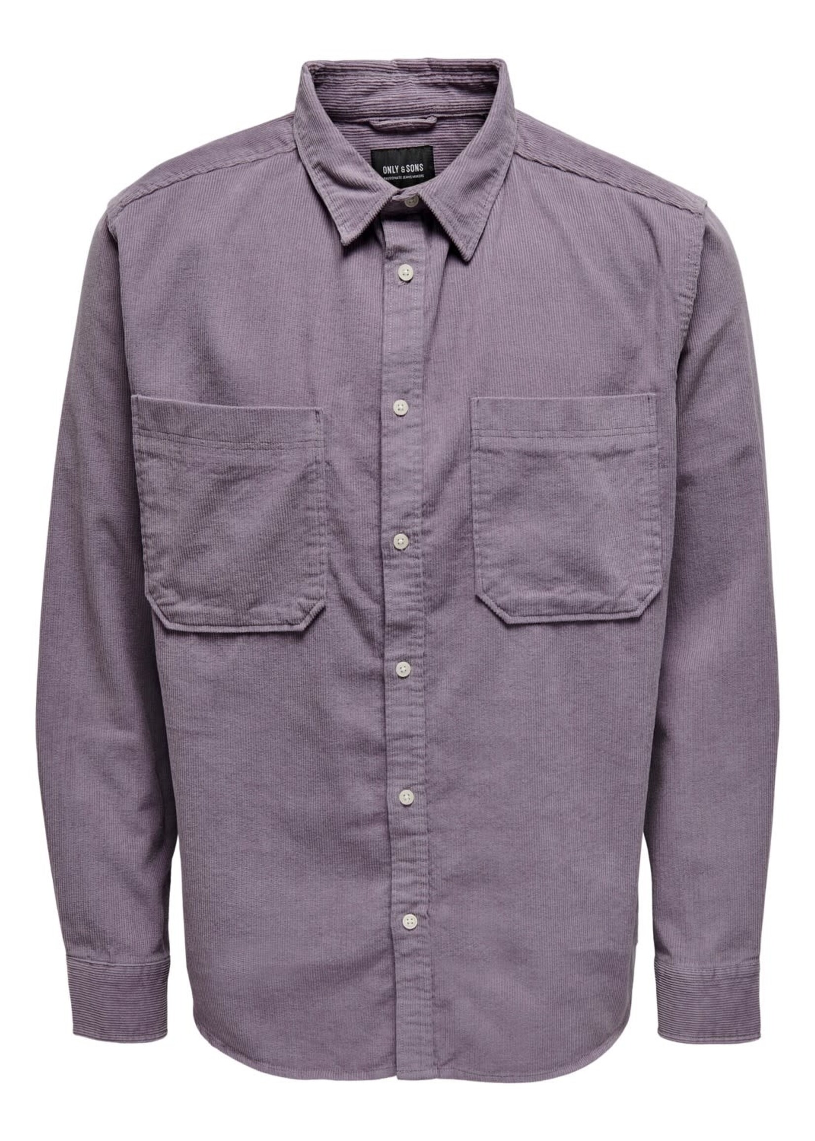 Only & Sons Alp Relaxed Washed Corduroy Shirt Purple Ash