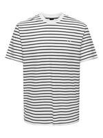 Only & Sons Henry Stripe T-Shirt Wit Donkerblauw