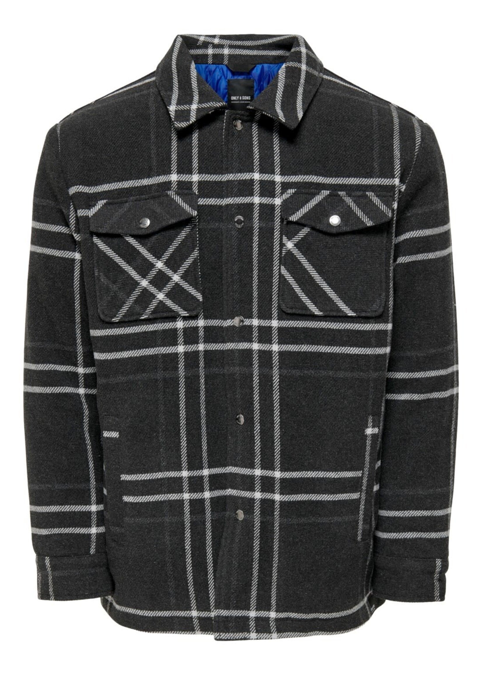 Only & Sons Creed Loose Check Wool Jacket Grey