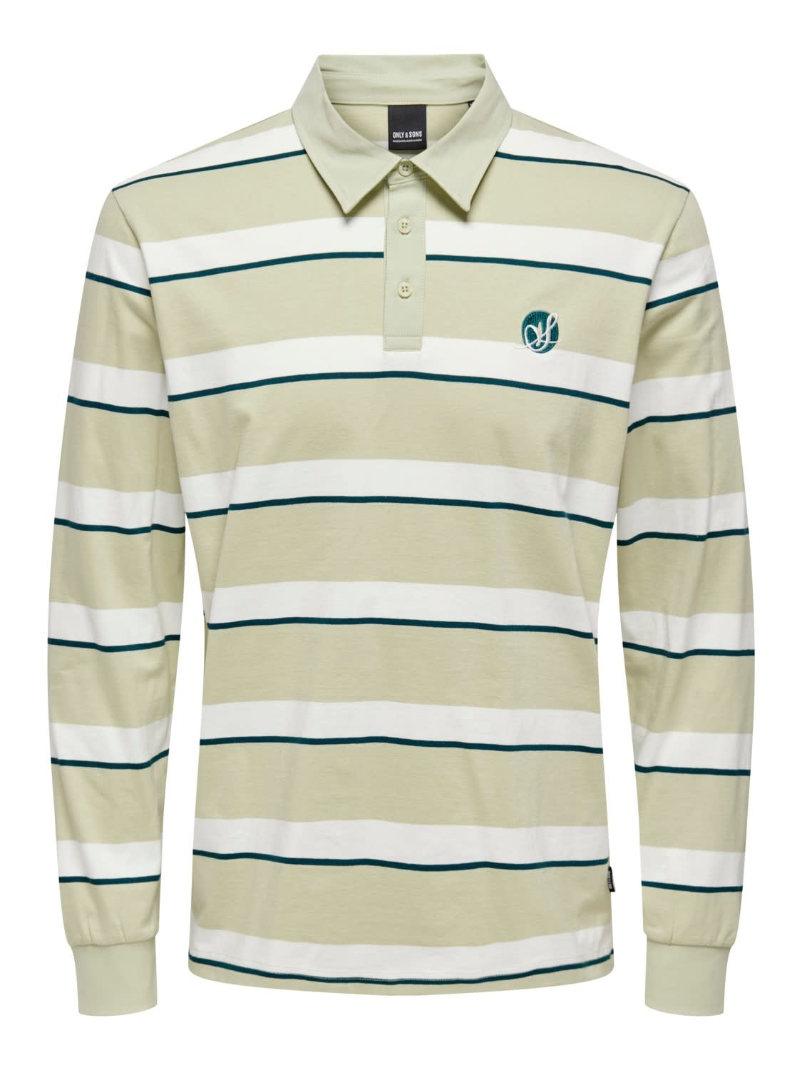 Only & Sons Hector Reg Stripe Logo Polo Groen Wit