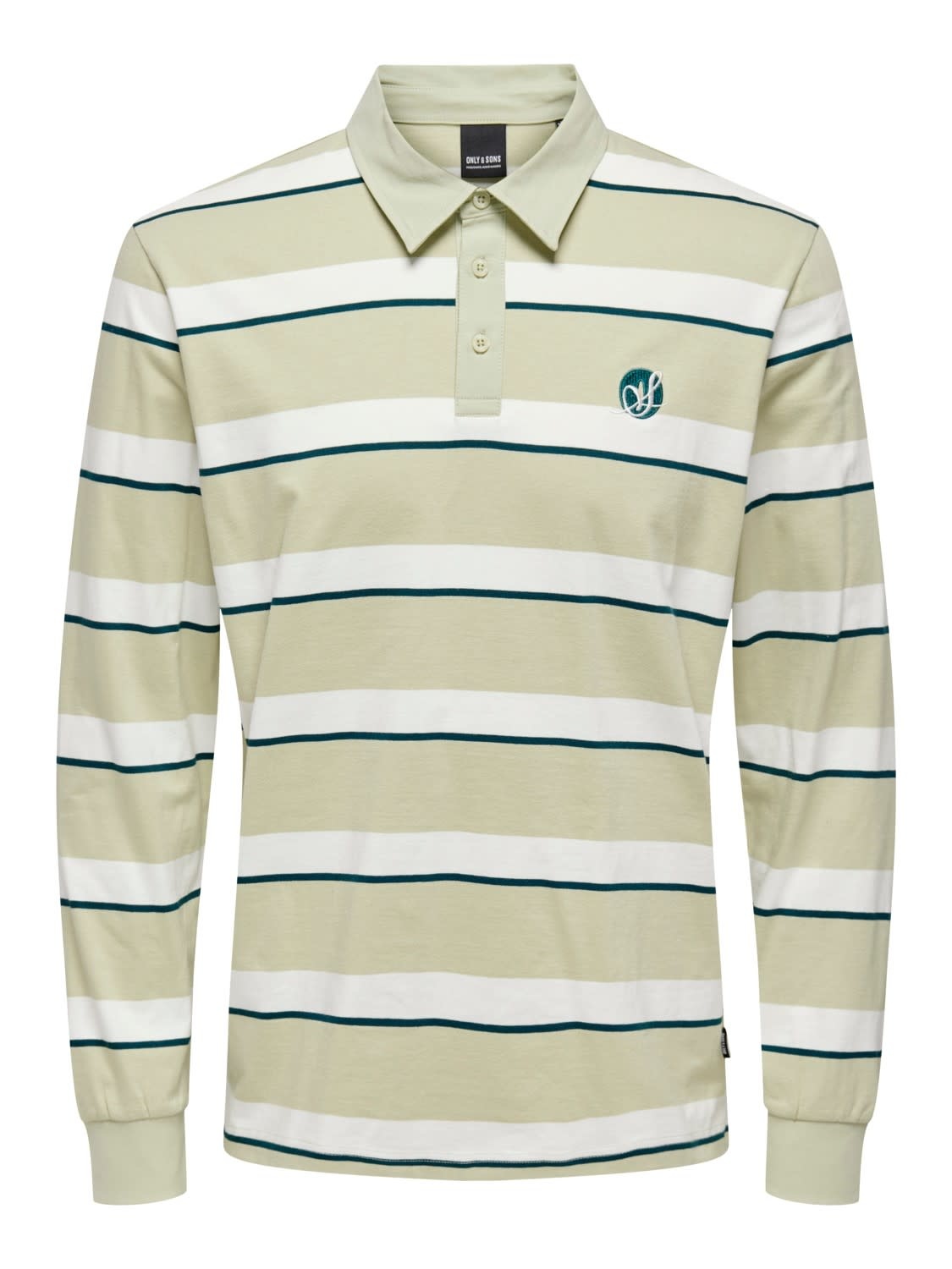 Only & Sons Hector Reg Stripe Logo Polo Groen Wit Only & Sons Hector Reg Stripe Logo Polo Groen Wit