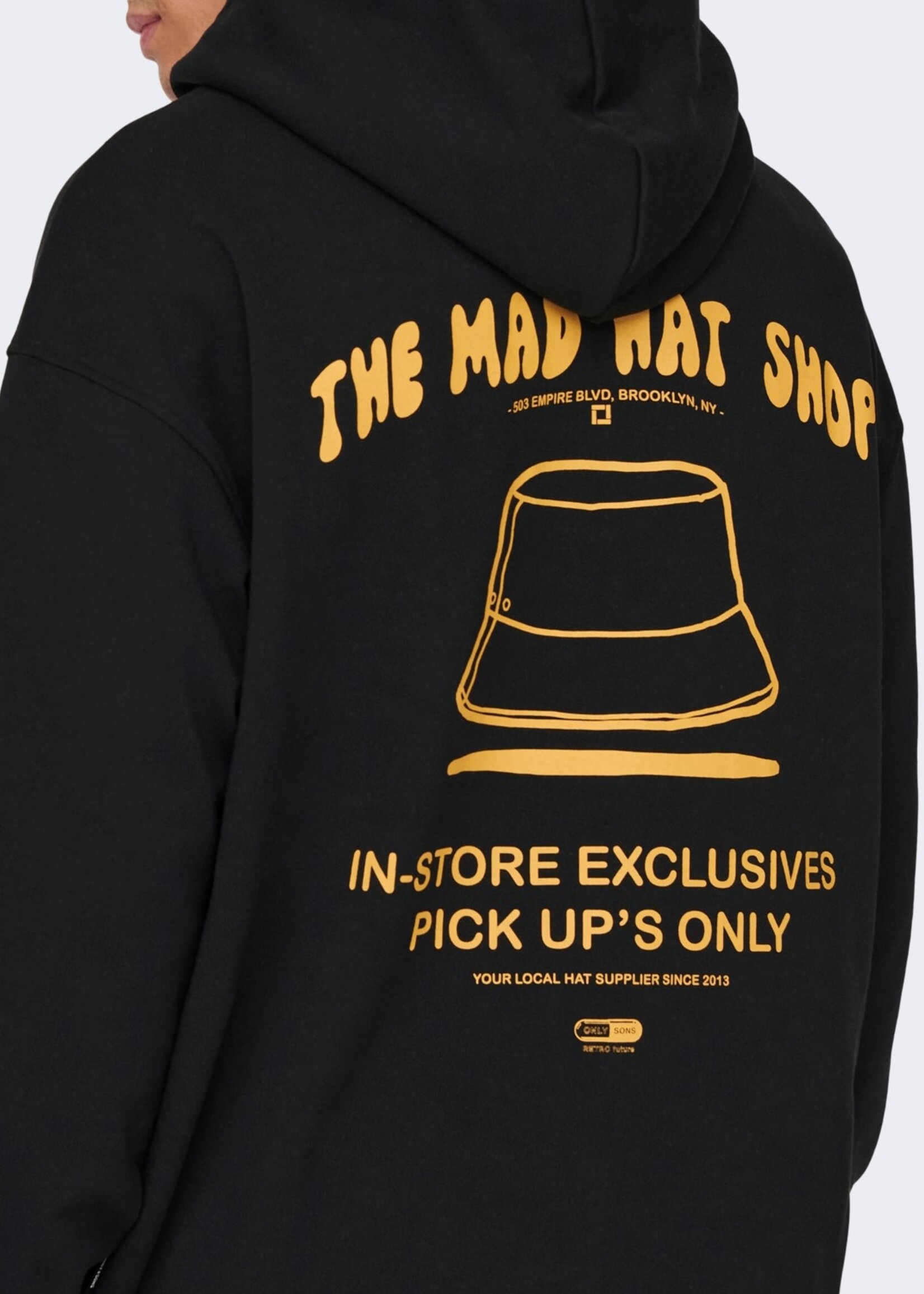 Only & Sons The Mad Hat Shop Hoodie Black & Yellow