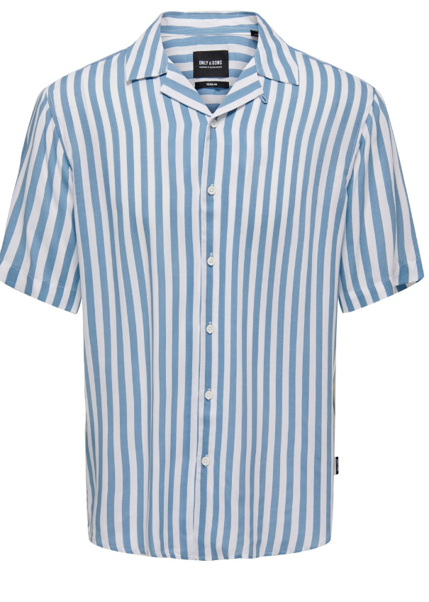 Only & Sons Wayne Like Viscose Shirt White Pastel Blue Only & Sons Wayne Like Viscose Shirt White Pastel Blue