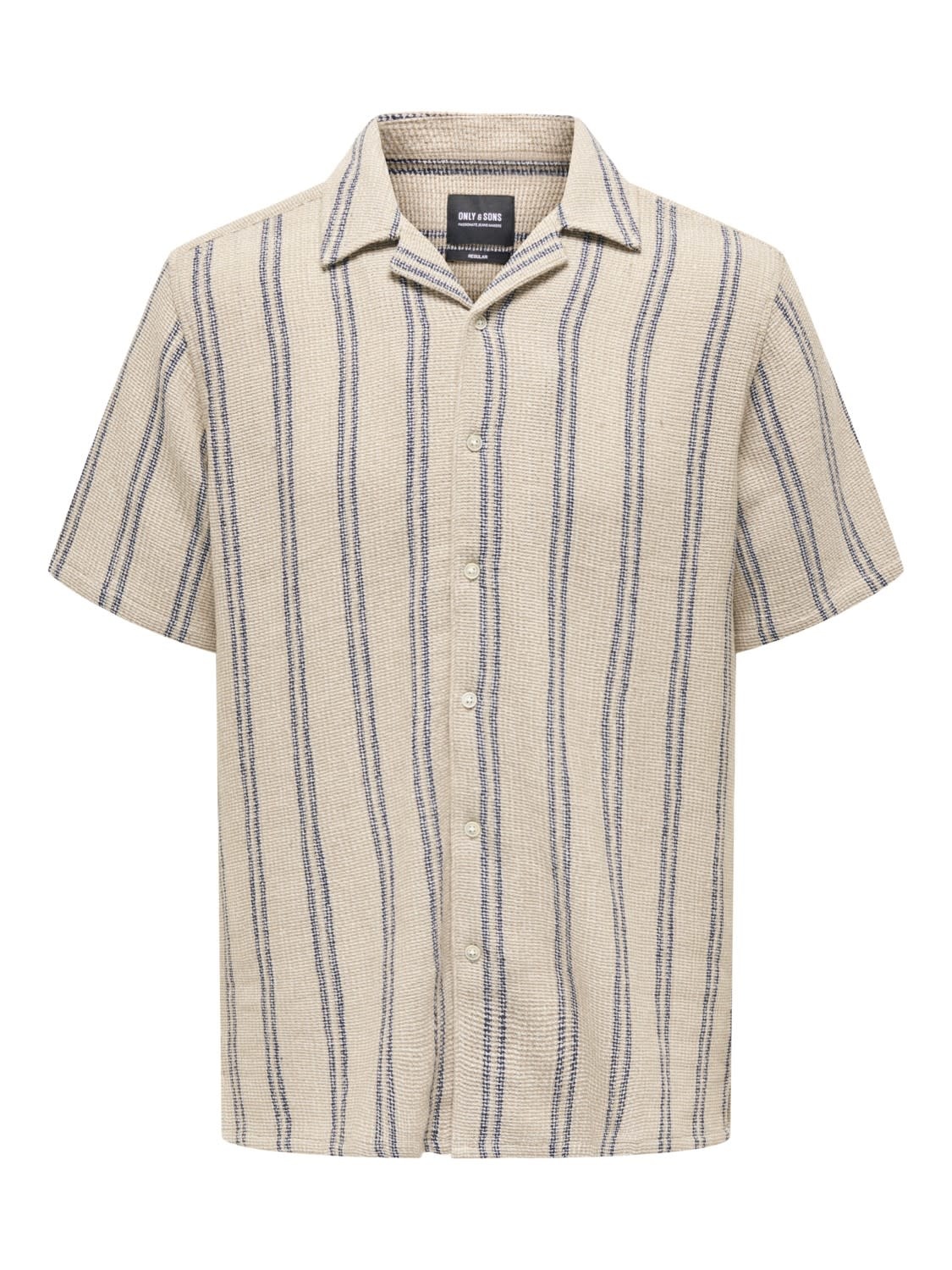 Only & Sons Trev Regular Structure Stripe Shirt Khaki Only & Sons Trev Regular Structure Stripe Shirt Khaki
