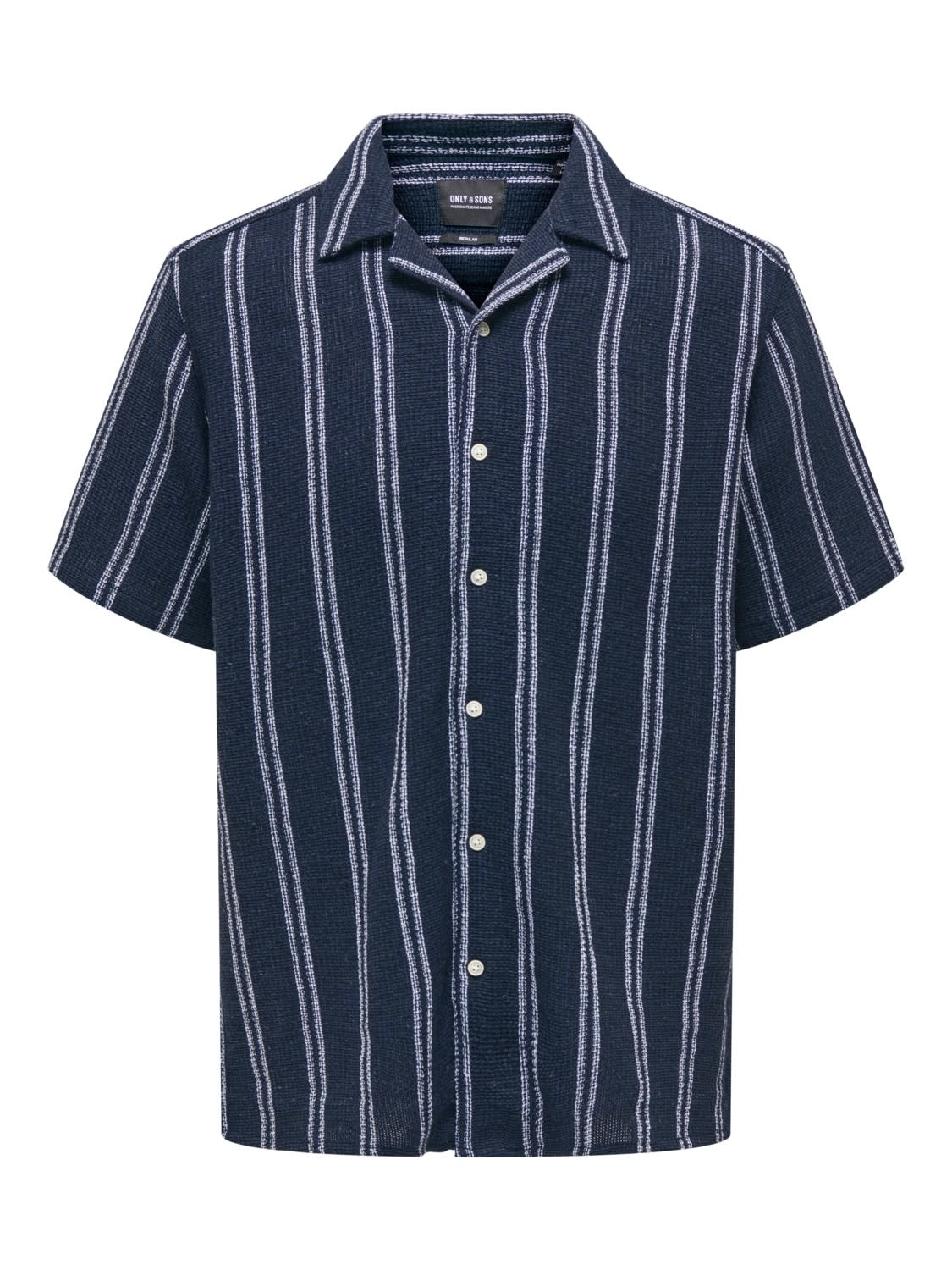 Only & Sons Trev Regular Structure Stripe Shirt Navy Only & Sons Trev Regular Structure Stripe Shirt Navy