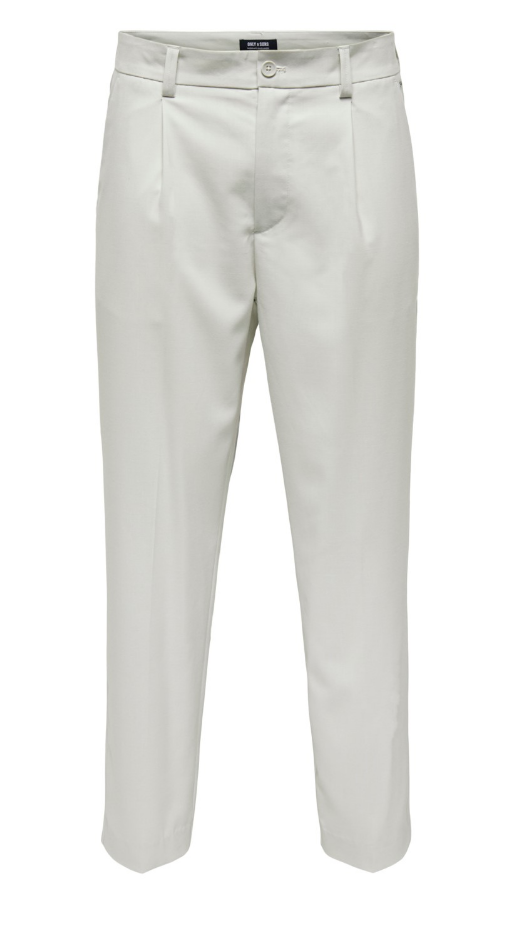 Only & Sons Pale Pleat Loose Pantalon Licht Grijs Only & Sons Pale Pleat Loose Pantalon Licht Grijs
