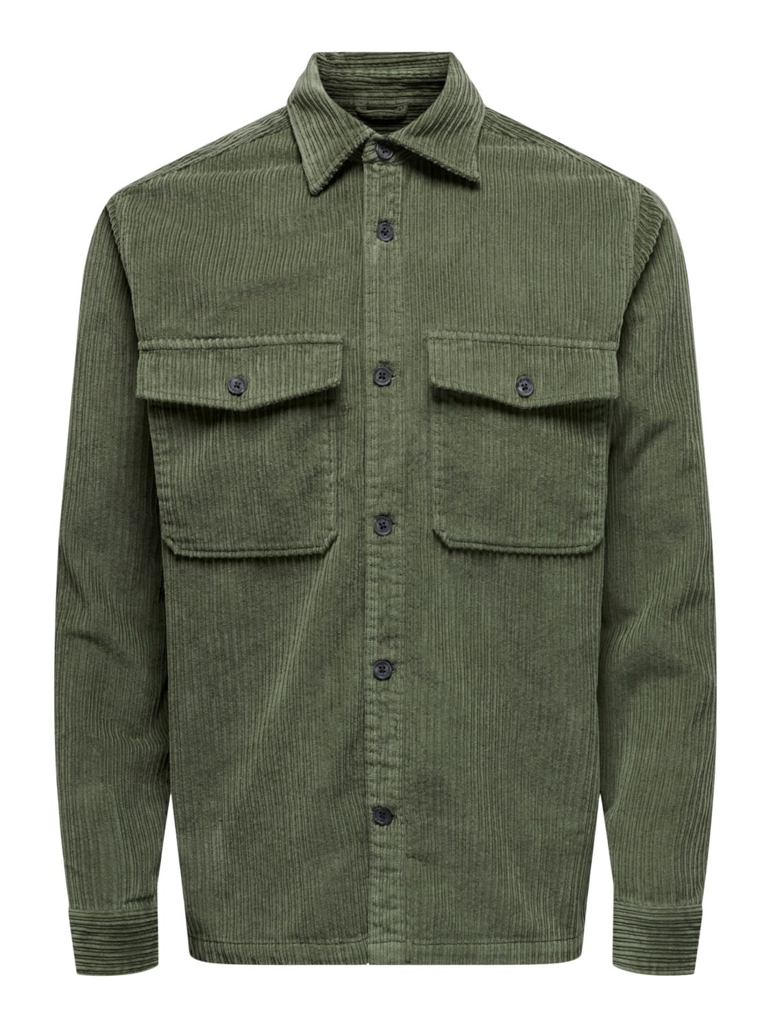 Only & Sons Ledger Corduroy Overshirt Dusty Olive