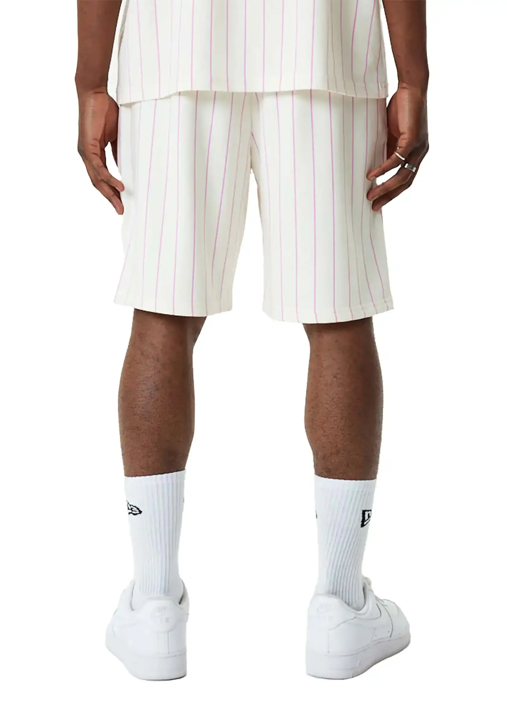 New Era Pinstripe White Pink Shorts