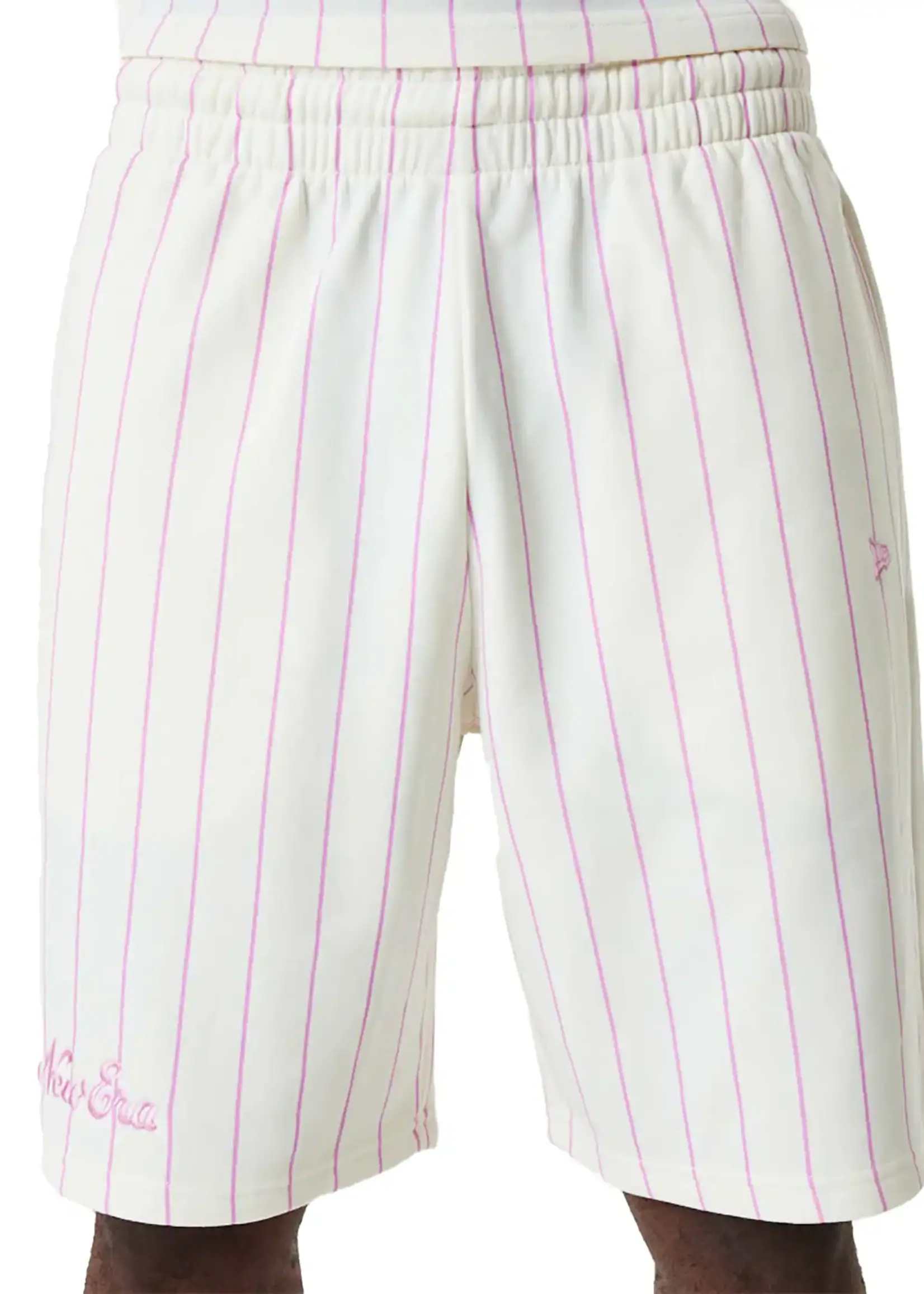 New Era Pinstripe Shorts Off White Pink