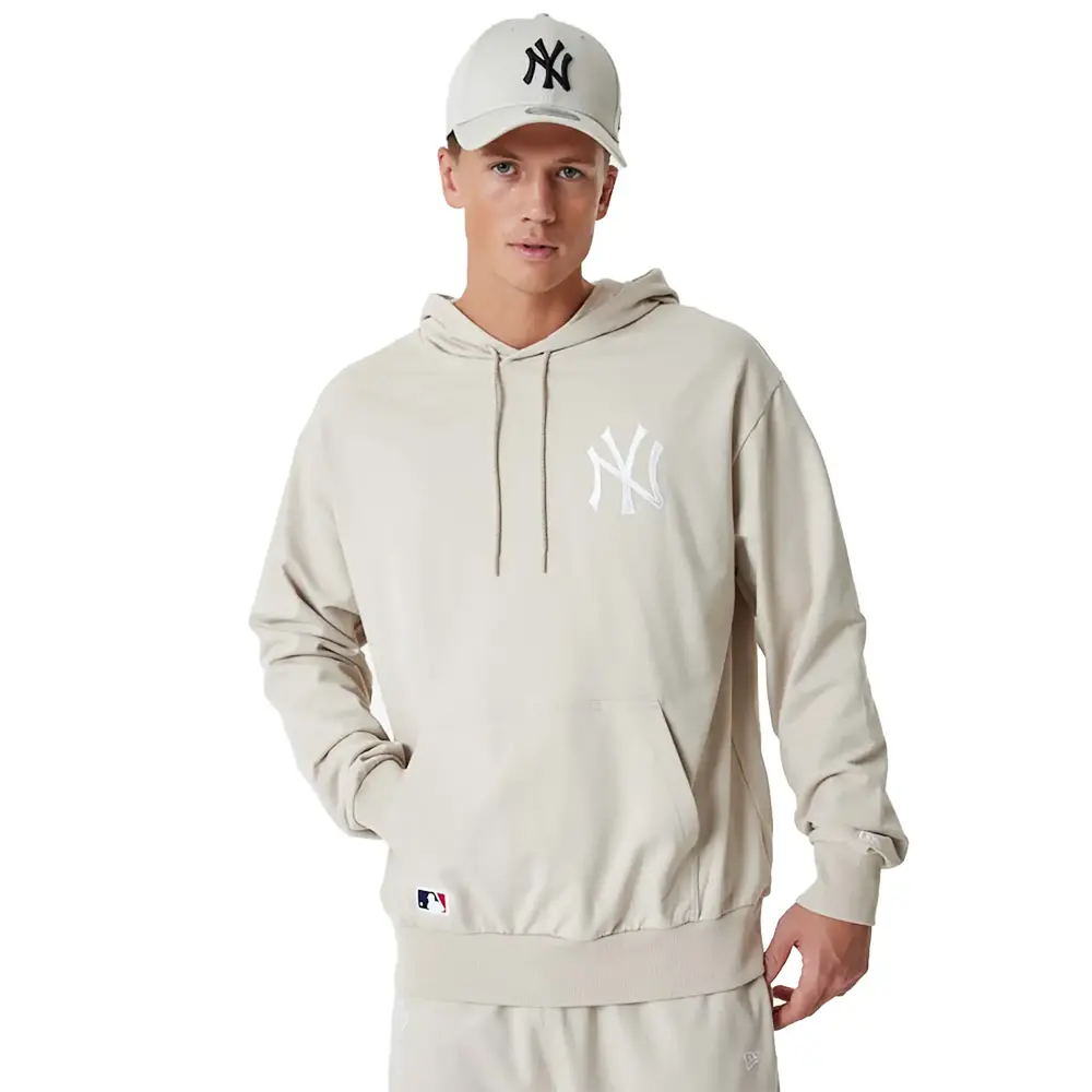 New York Yankees League Essential Oversized Hoodie Beige Burned