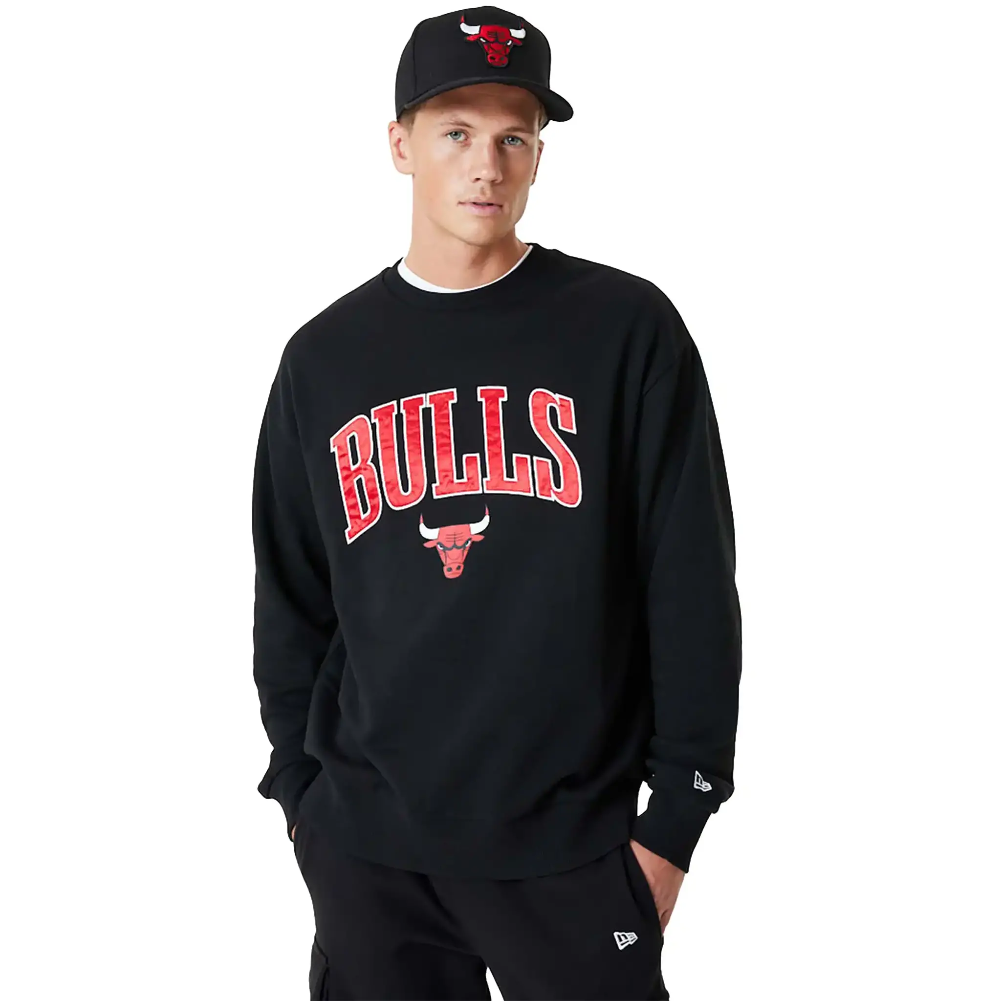T-shirt Chicago Bulls NBA Apllique Crew New Era , Zwart , Unisex