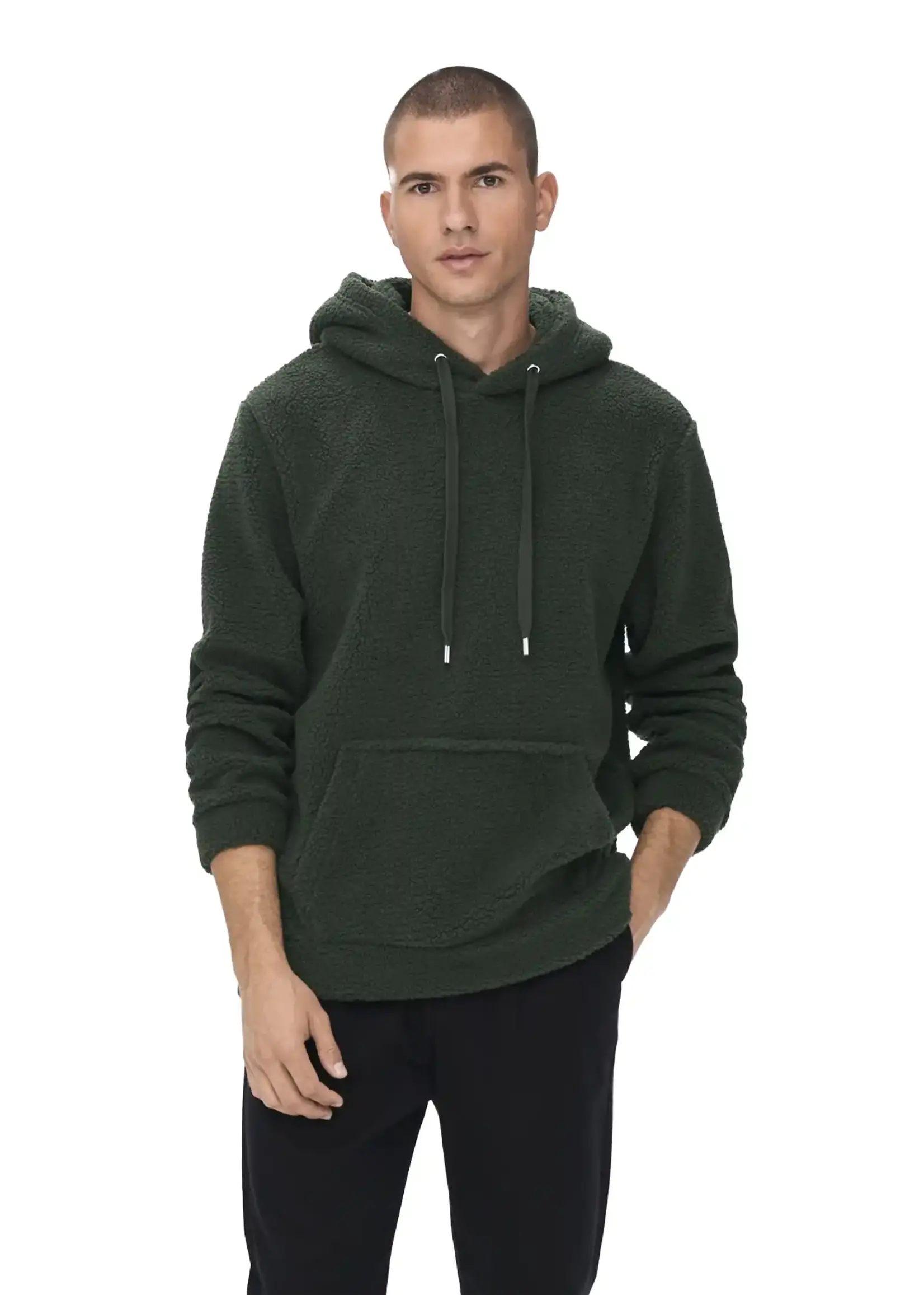 Only & Sons Teddy Hoodie Green