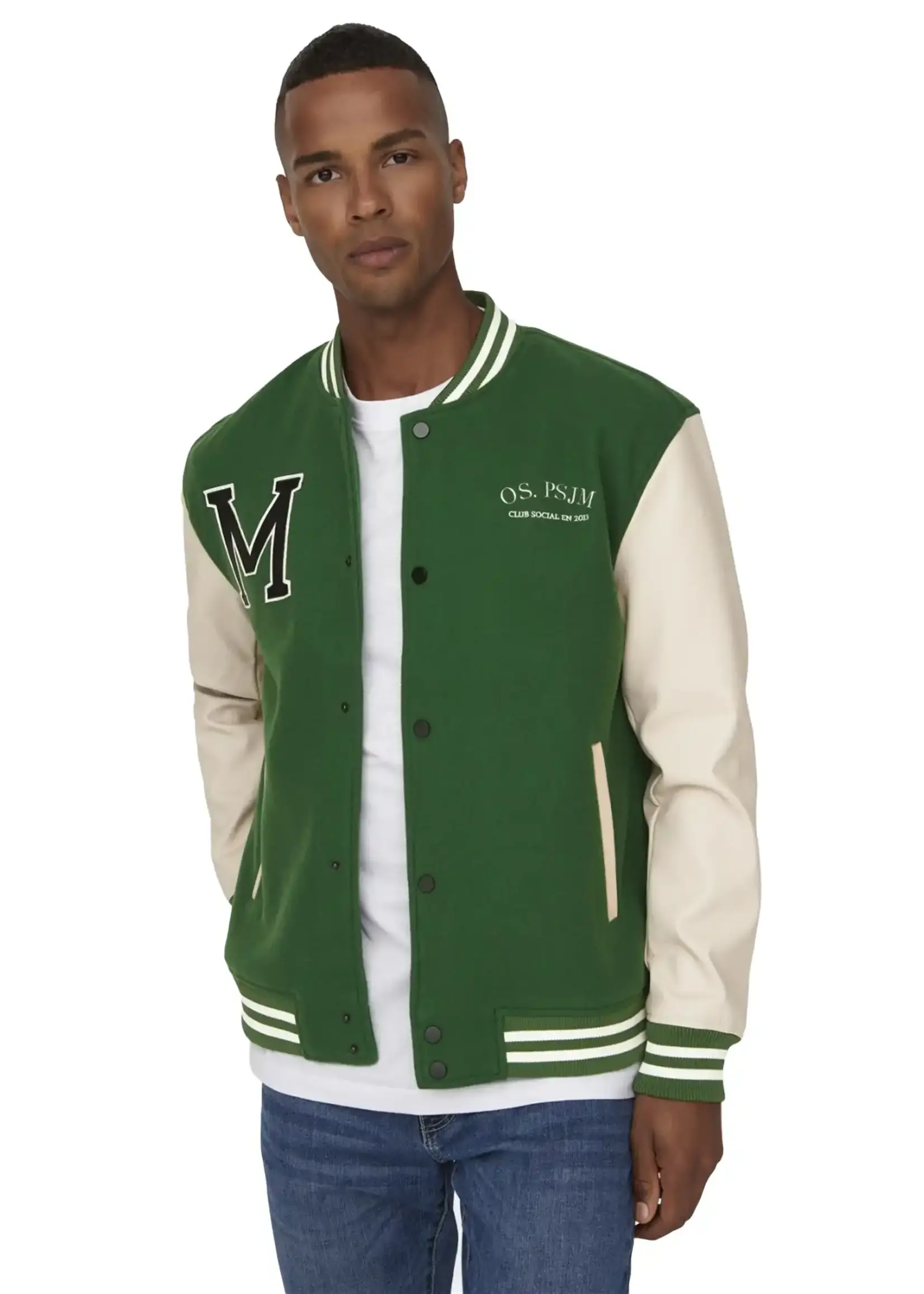 Only & Sons Only & Sons Jay Varsity Jacket Green