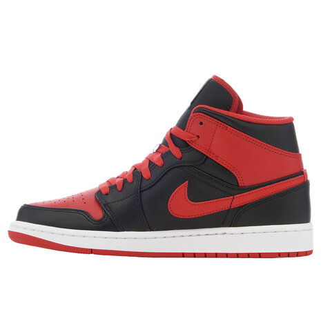 Air Jordan 1 Sneaker Mid Black Fire Red - Burned Sports