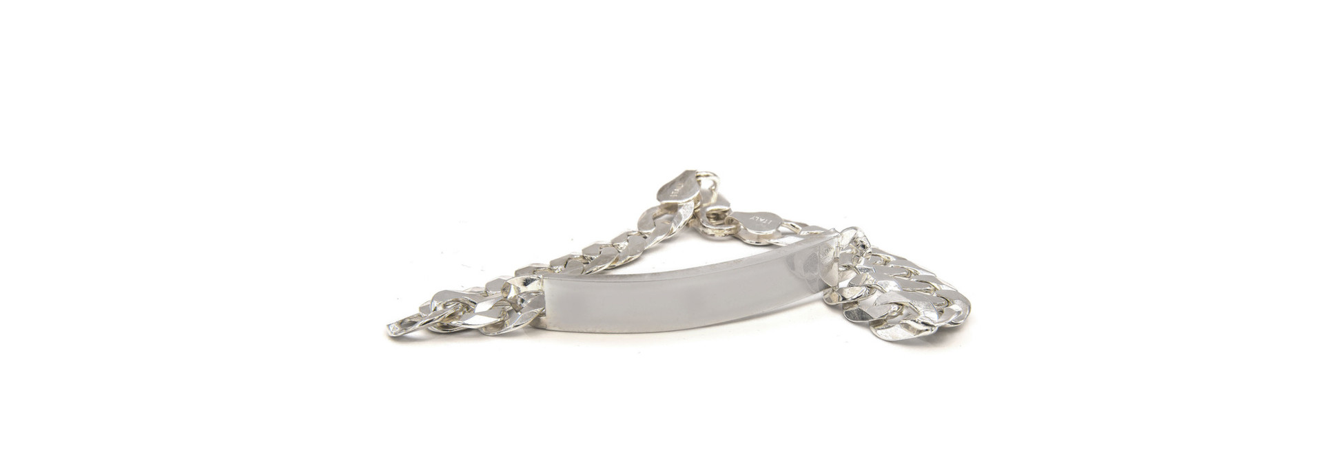 Armband figaroschakel met graveerbaar plaatje zilver