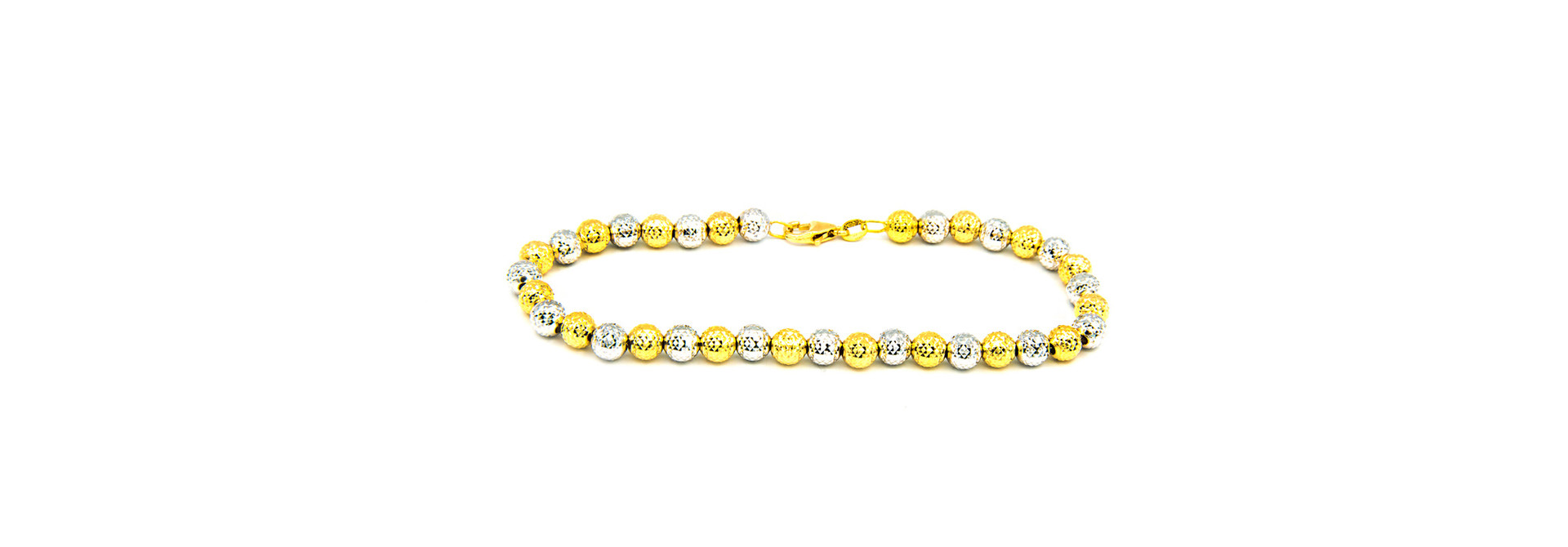 Armband bicolor met gediamanteerde grote bolletjes