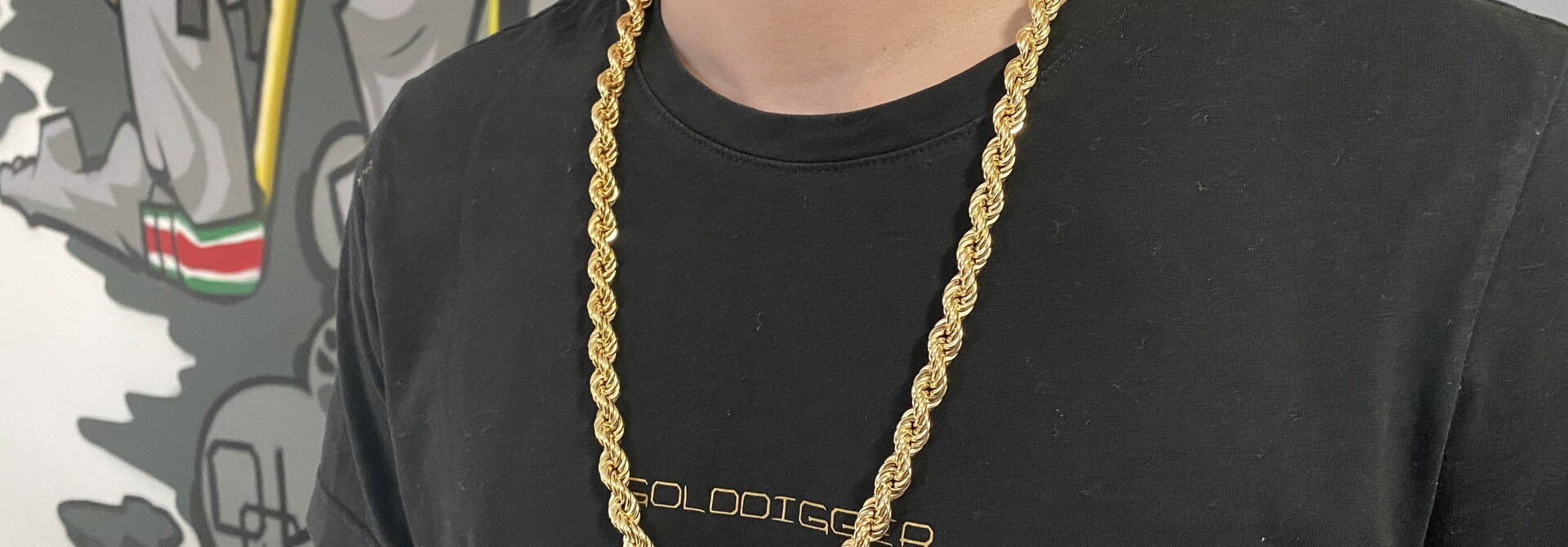 Rope chain Nederlands goud 9 mm