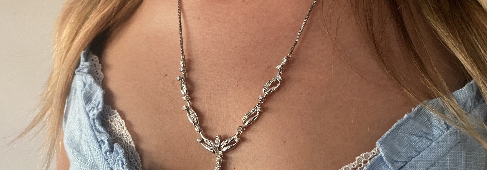 Ketting witgoud met diamantjes