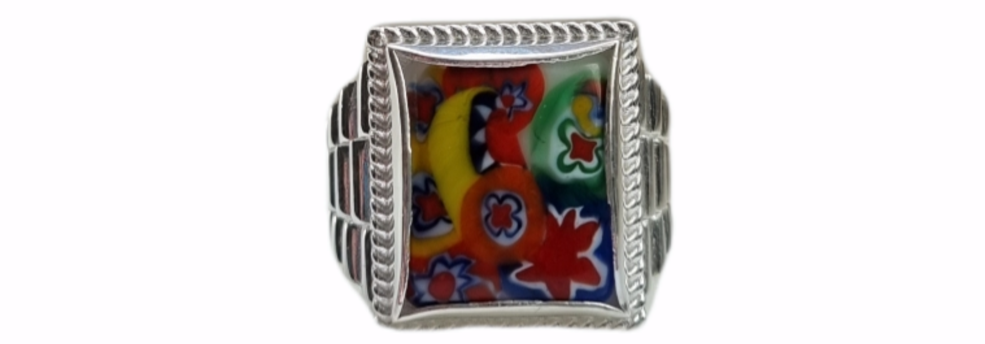 Zegelring Ala Kondre rechthoek Large zilver