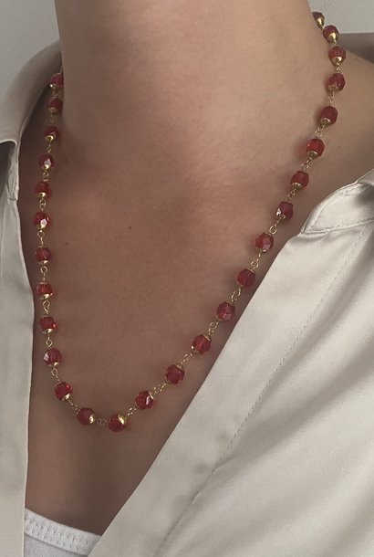 "Glenda" ketting rode kralen