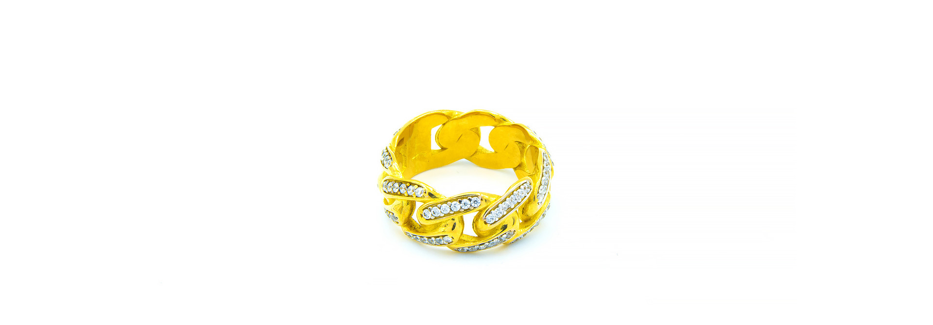 Ring met Cuban Link schakel met zirkonia's