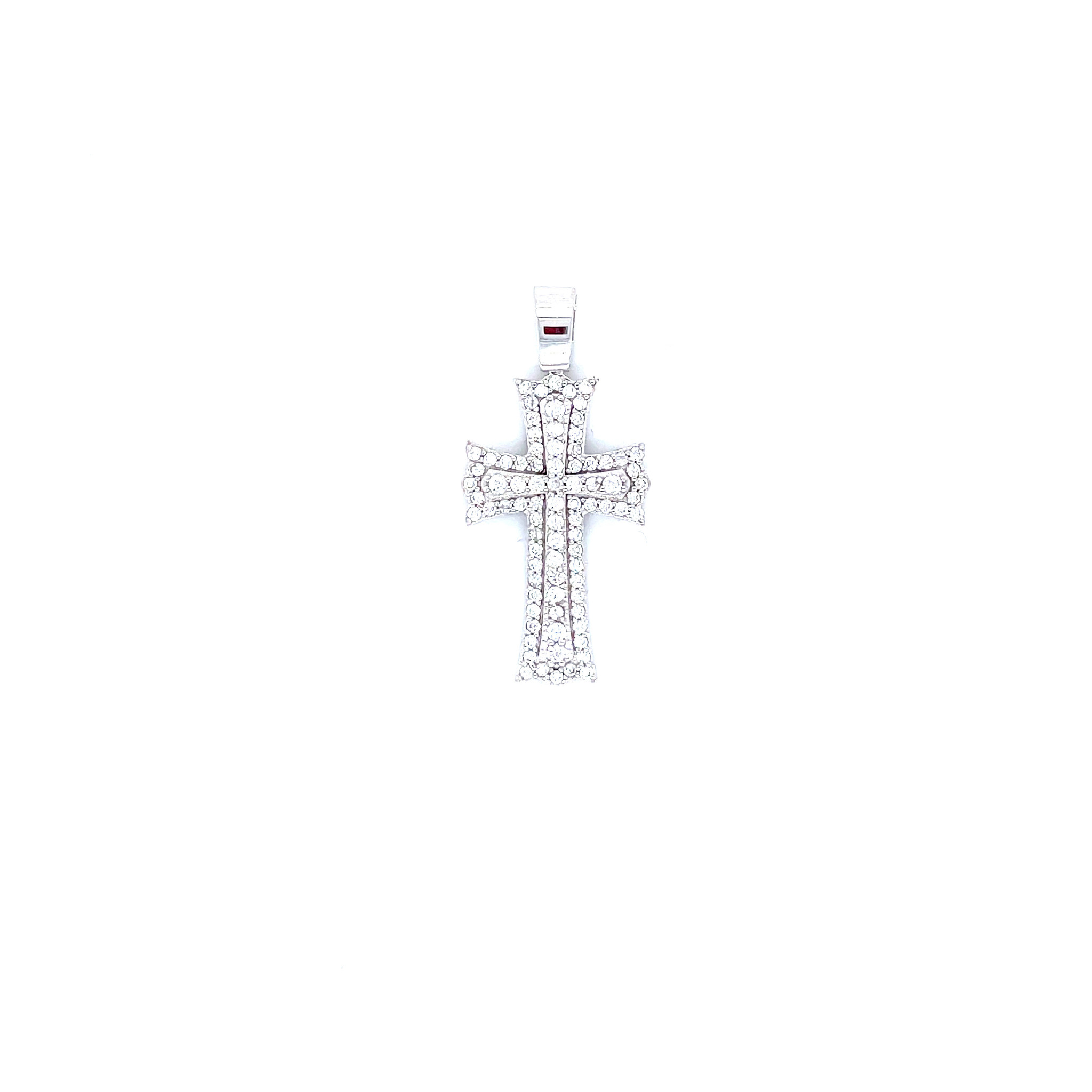 Hanger Gotisch kruis bezet met zirkonia's witgoud-1