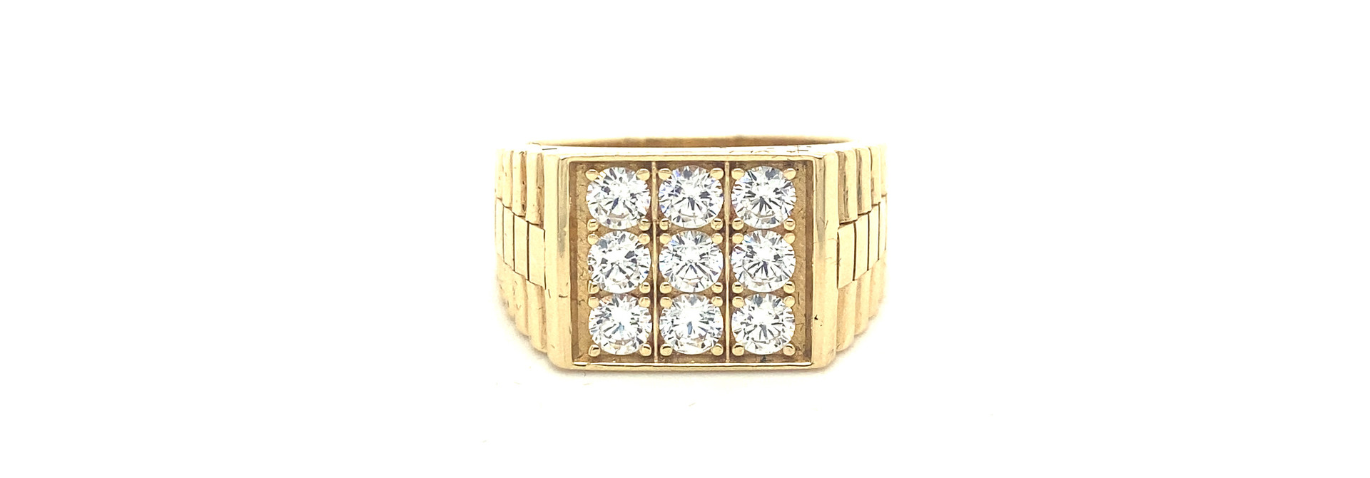 Ring met vierkante zegel met zirkonia's