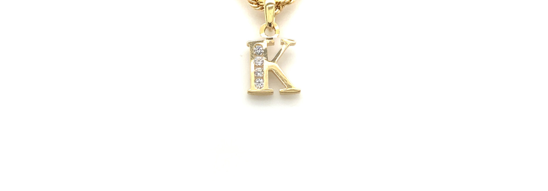 Hanger letters half bezet met zirkonia's K t/m U